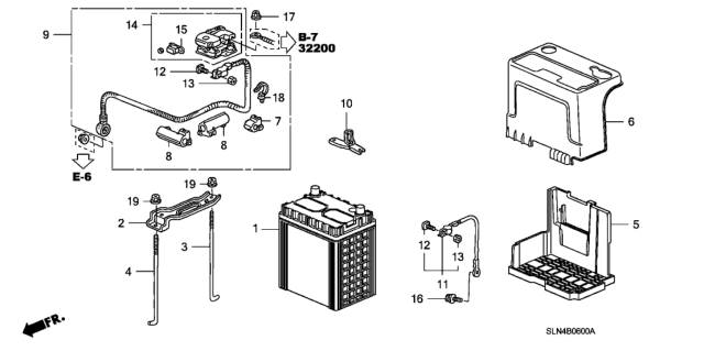 2007 Honda Fit Plate, Battery Setting Diagram for 31512-SAD-000