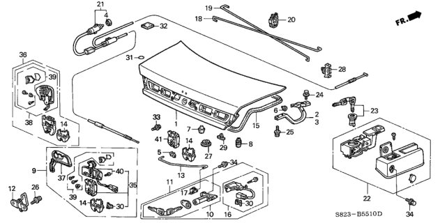 2001 Honda Accord Cylinder, Trunk Diagram for 74861-S82-A01