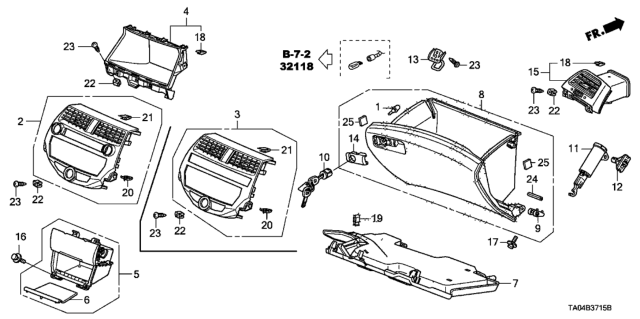 2009 Honda Accord 4 Door LX KA 5AT Instrument Panel Garnish (Passenger Side) Diagram