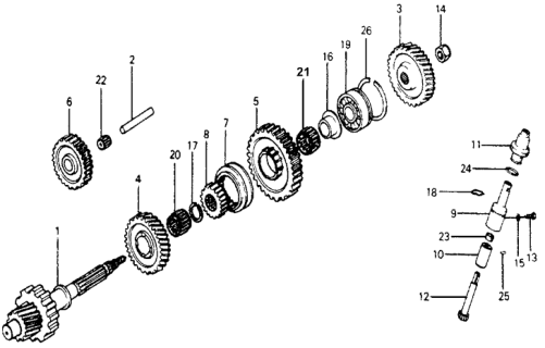 1978 Honda Accord D-Gear, Countershaft Diagram for 23441-671-900