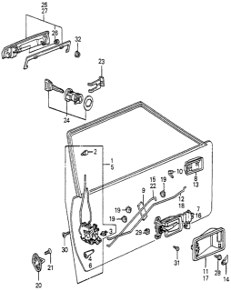 1985 Honda Accord Rod, R. Lock Knob Diagram for 75517-SA5-013