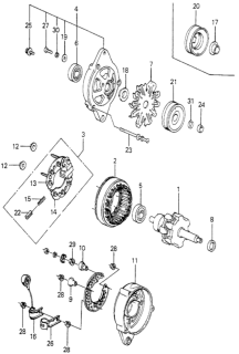 1980 Honda Accord Rectifier Assy. (Positive) Diagram for 31127-689-004