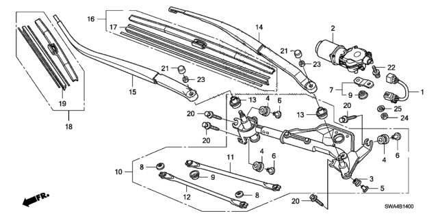 2007 Honda CR-V Front Windshield Wiper Diagram