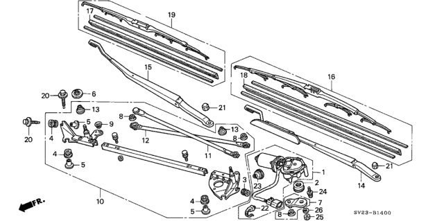 1996 Honda Accord Front Windshield Wiper Diagram