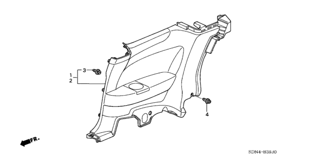 2003 Honda Accord Lining Assy., L. RR. Side *NH167L* (GRAPHITE BLACK) Diagram for 83780-SDN-A01ZA