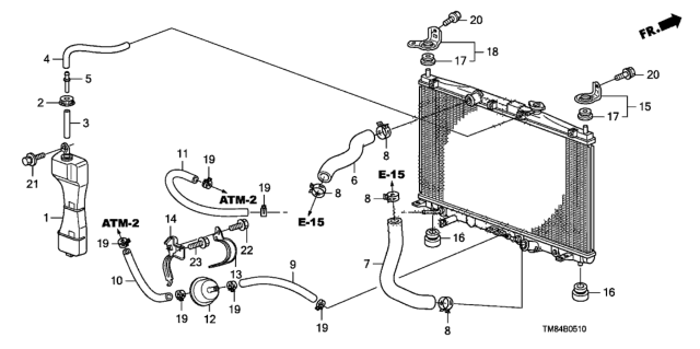 2013 Honda Insight Hose A, Reserve Tank Diagram for 19103-PLC-000