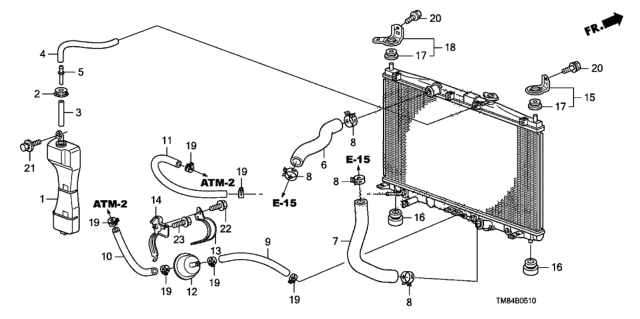 2013 Honda Insight Radiator Hose - Reserve Tank Diagram