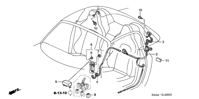 2005 Honda S2000 2 Door S2000 KA 6MT Wire Harness (Hardtop) Diagram
