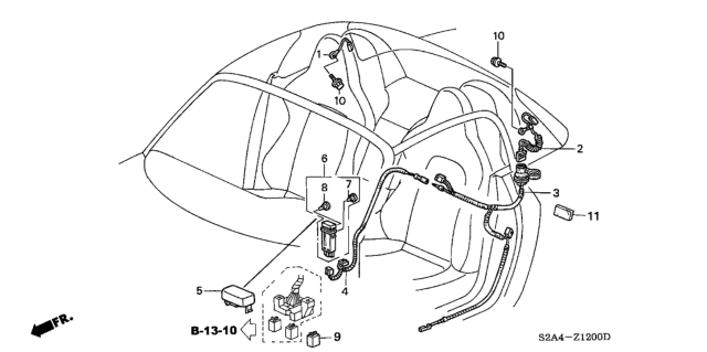 2000 Honda S2000 Switch Assembly, Rear Defogger (Graphite Black) Diagram for 35500-S2A-003ZA