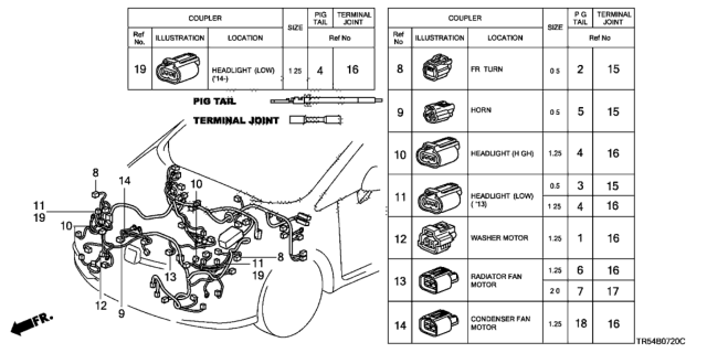 2012 Honda Civic 4 Door GX KA 5AT Electrical Connector (Front) Diagram