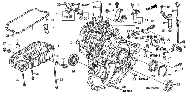 2009 Honda Civic Transmission Case Diagram