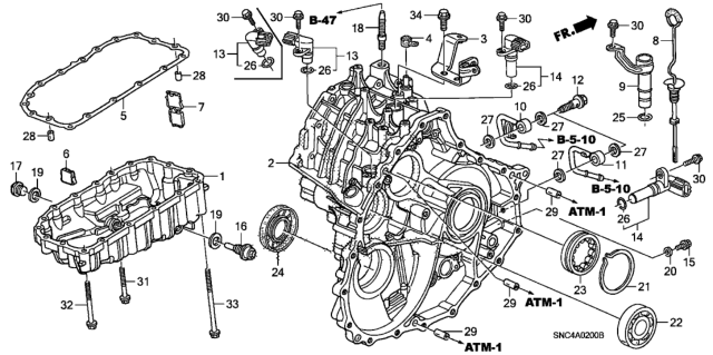 2006 Honda Civic Case, Transmission Diagram for 21210-RPS-305