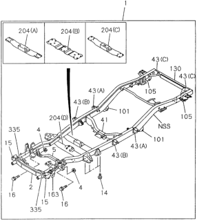 1995 Honda Passport Frame Assy. Diagram for 8-97101-025-1