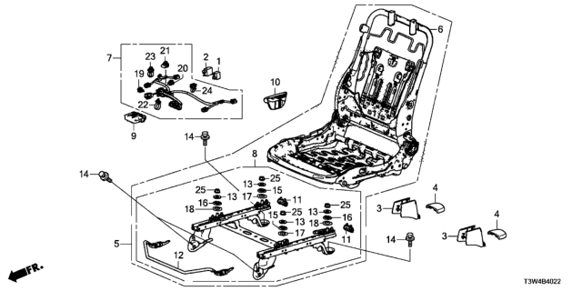 2015 Honda Accord Hybrid Frame, R. FR. Seat Diagram for 81136-T2G-A02