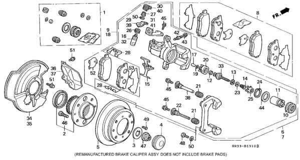 1994 Honda Civic Rear Brake (Disk) Diagram