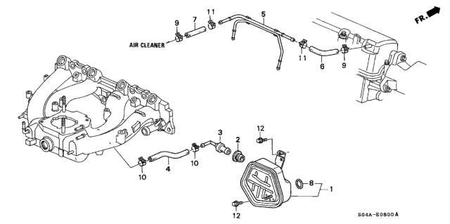 2000 Honda Civic 4 Door LX KA 5MT Breather Chamber Diagram