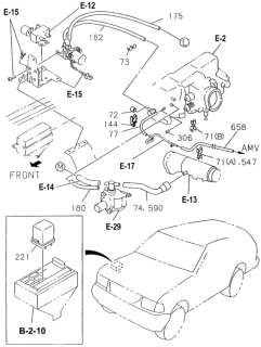 1994 Honda Passport 4 Door DX (4X2 4 CYLINDER) KA 5MT Emission Piping Diagram 2