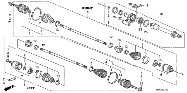 2007 Honda Accord Driveshaft - Half Shaft (L4) Diagram
