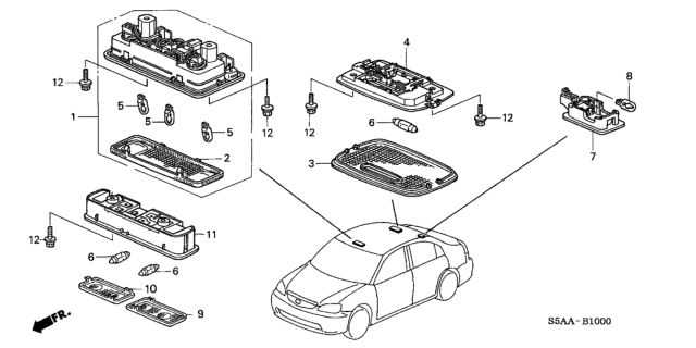 2004 Honda Civic 4 Door LX KA 5MT Interior Light Diagram