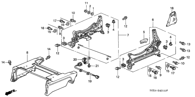 2004 Honda Odyssey 5 Door LX KA 5AT Front Seat Components (Driver Side) Diagram