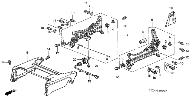 2001 Honda Odyssey Front Seat Components (Driver Side) Diagram