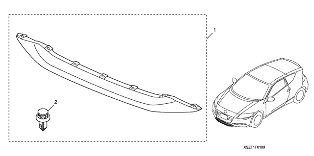 2011 Honda CR-Z Spoiler, Front Lip Diagram