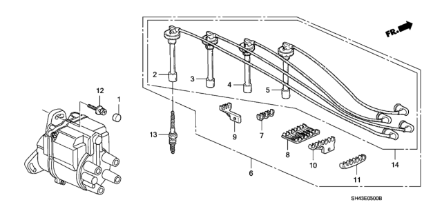 1990 Honda Civic High Tension Cord - Spark Plug Diagram