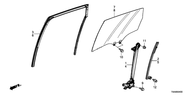 2015 Honda Fit Rear Door Glass - Regulator Diagram