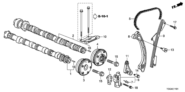 2019 Honda Civic Camshaft Complete, Exhuast Diagram for 14120-RPY-G01