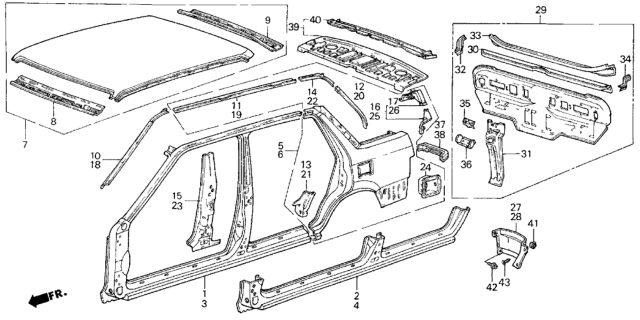 1984 Honda Civic 4 Door GL KA 5MT Outer Panel Diagram