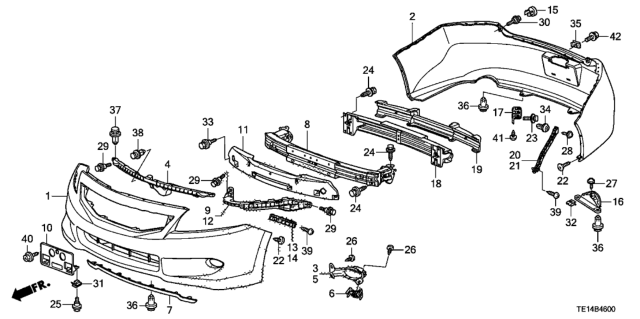 2012 Honda Accord 2 Door EXL-V6 KA 6MT Bumpers Diagram