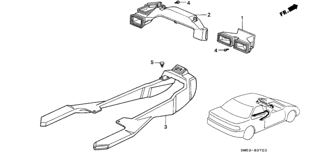 1993 Honda Accord 5 Door LX KA 5MT Ventilation - Duct Diagram