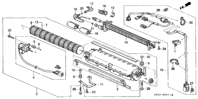 1998 Honda Odyssey Blower Assembly Diagram for 79300-SX0-962