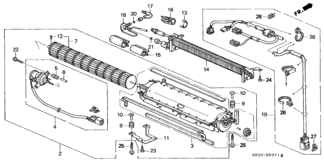 1998 Honda Odyssey A/C Rear Cooling - Motor Diagram