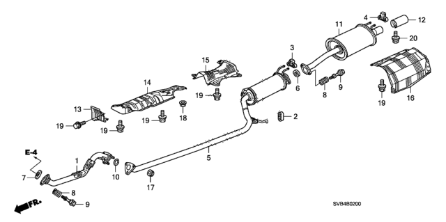 2010 Honda Civic Muffler, Exhuast Diagram for 18307-SVA-A03