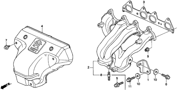 1995 Honda Odyssey Manifold Assembly, Exhuast Diagram for 18000-P0A-010