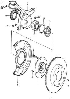 1985 Honda Accord Knuckle, Passenger Side Diagram for 51211-SA5-010