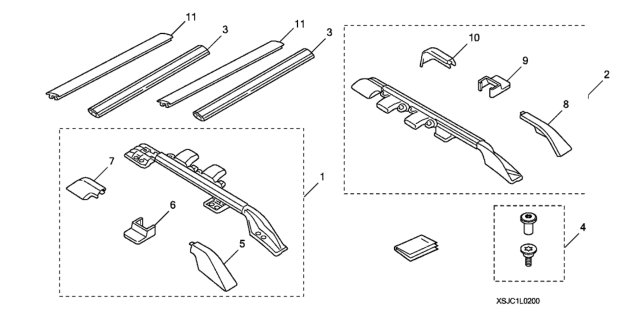 2008 Honda Ridgeline 4 Door RTX KA 5AT Roof Rack Diagram