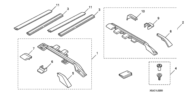 2008 Honda Ridgeline Rail Assy., R. Roof Diagram for 08L02-SJC-100R1