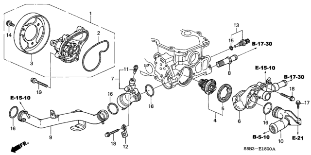 2004 Honda Civic Gasket, Water Pump Diagram for 19222-PZA-003