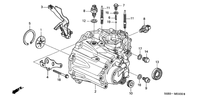 2005 Honda Civic 4 Door MX (HYBRID) KL 5MT MT Transmission Case Diagram