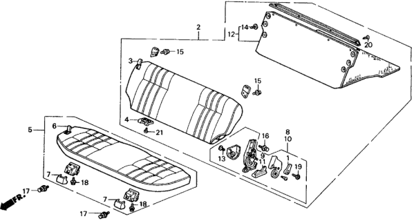 1988 Honda Civic 5 Door ** (WAGOVAN) KA 5MT Rear Seat (Wagovan) Diagram