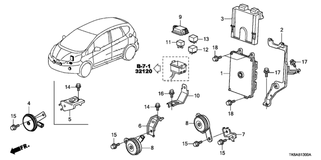 2013 Honda Fit Control Unit (Engine Room) Diagram