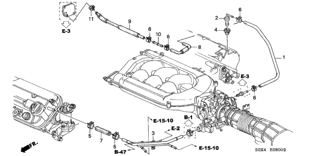 2001 Honda Odyssey Tube B, PCV Diagram for 11858-P8F-A10