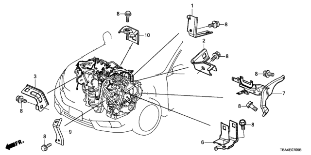 2017 Honda Civic Engine Wire Harness Stay Diagram