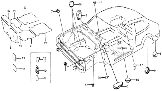 1978 Honda Accord Clip, Trim Diagram for 90665-671-003