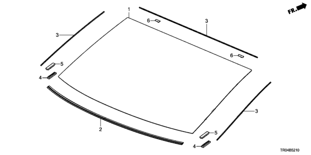 2012 Honda Civic Glass Set, RR. Windshield (Green)(Agc) Diagram for 73211-TR3-A01