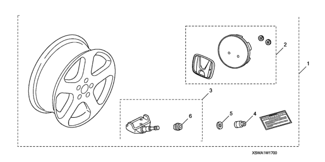 2010 Honda CR-V Alloy Wheel (17") Diagram