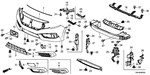 2018 Honda Civic Face, Front Bumper Diagram for 04711-TEG-A00ZZ