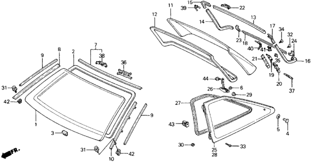 1988 Honda Accord Grommet B, RR. Windshield Molding Diagram for 91602-SE3-000